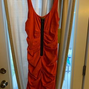 Nicole Miller zip up scrunched dress